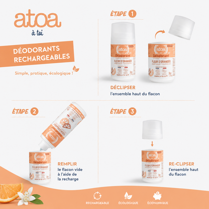 ATOA - RECHARGE Roll on déodorant Fleur d'Oranger - COSMOS ORGANIC