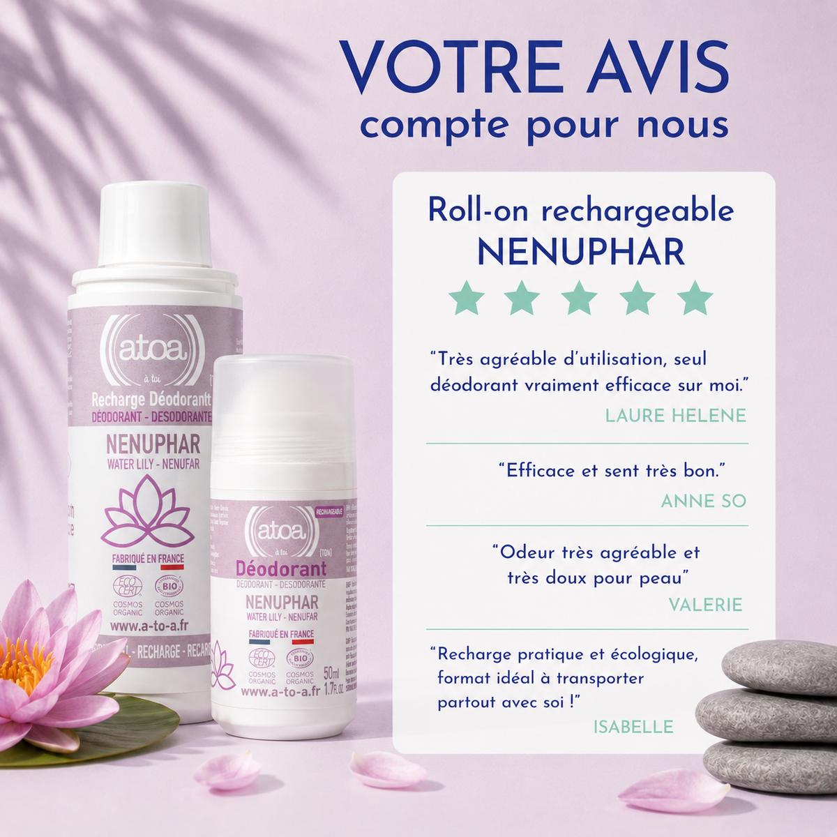 ATOA - Lot Roll-on + Recharge déodorant Nénuphar - COSMOS ORGANIC