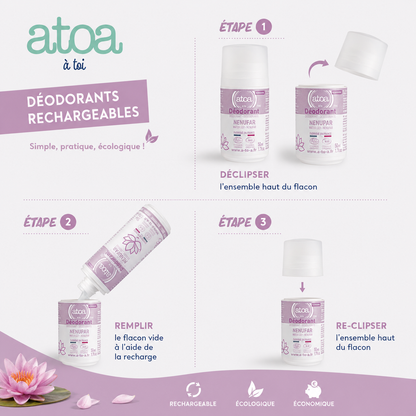 ATOA - Lot Roll-on + Recharge déodorant Nénuphar - COSMOS ORGANIC