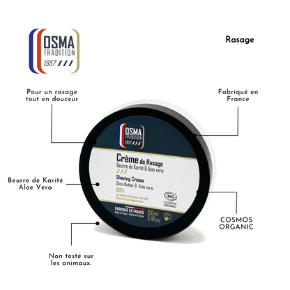 OSMA TRADITION - Crème de Rasage certifiée COSMOS ORGANIC