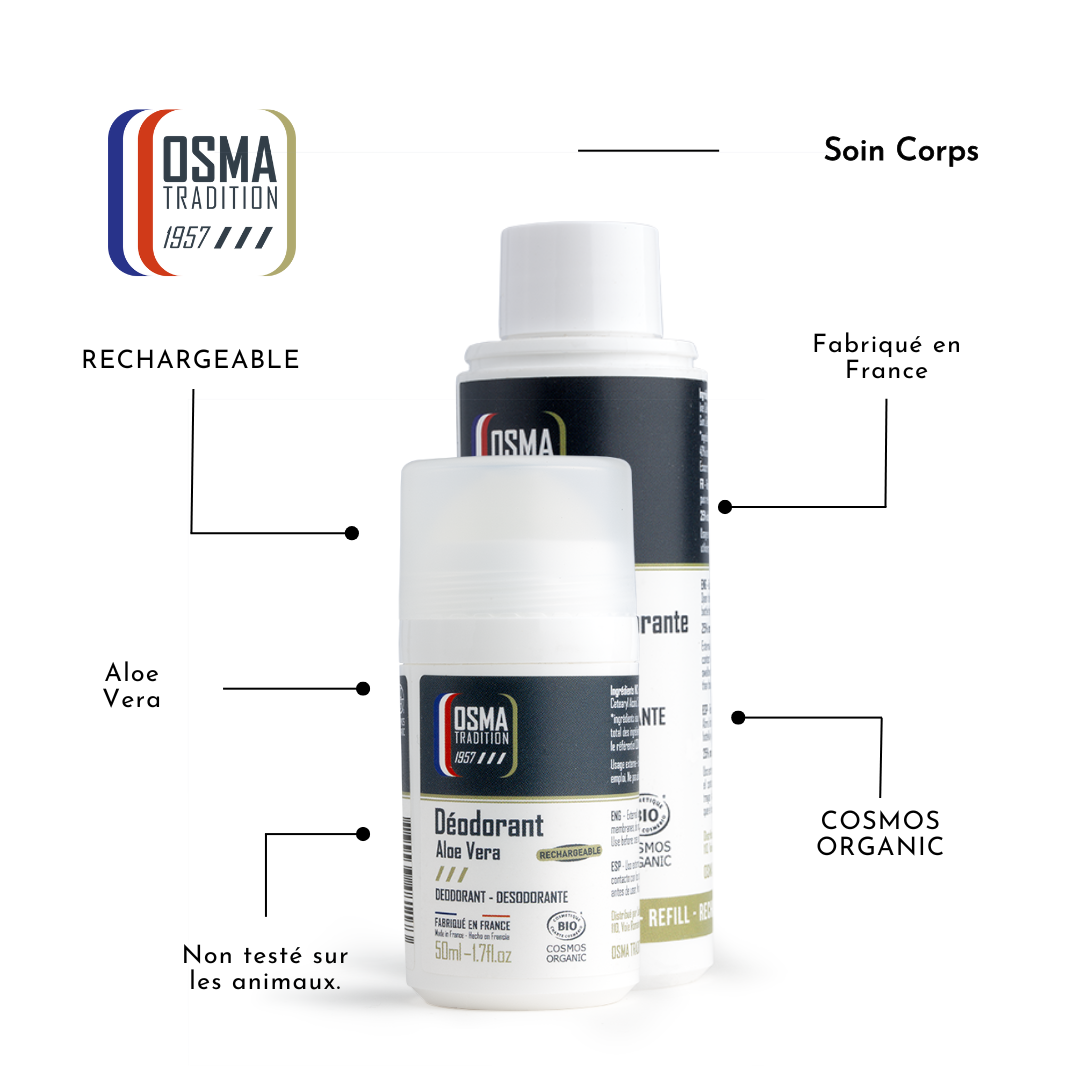 OSMA TRADITION - Roll on déodorant Rechargeable certifié COSMOS ORGANIC