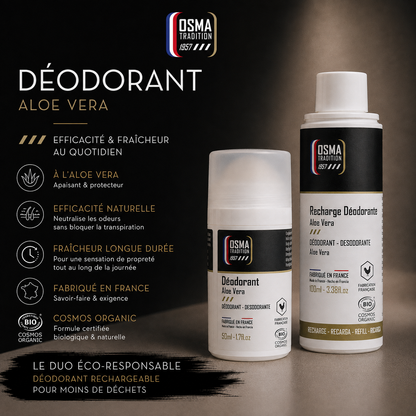 OSMA TRADITION - Roll on déodorant Rechargeable certifié COSMOS ORGANIC