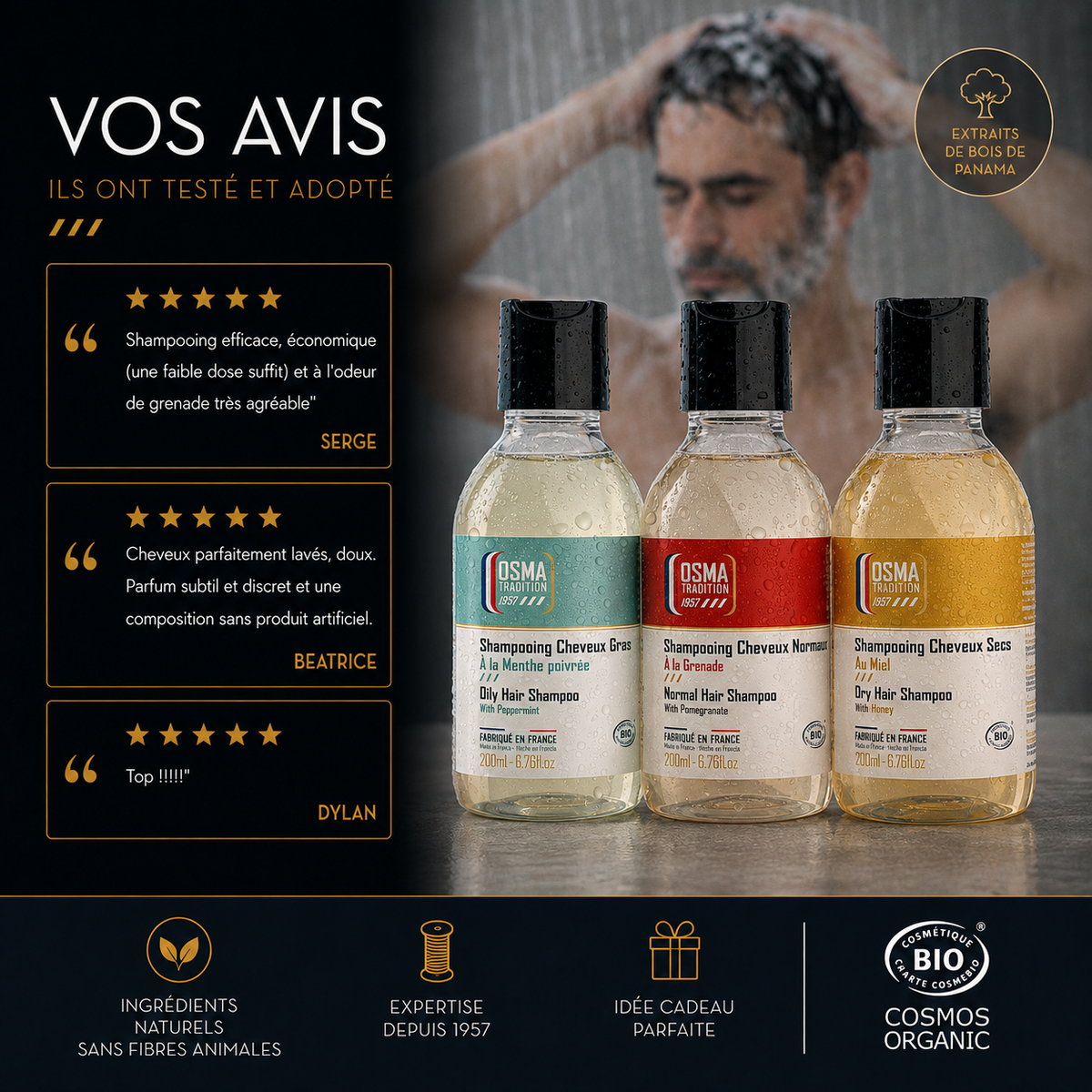 OSMA TRADITION - Shampoing Cheveux Secs certifié ECOCERT 200ml