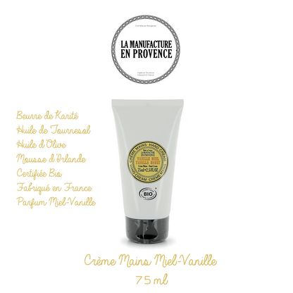 LA MANUFACTURE EN PROVENCE - Crème Mains certifiée ECOCERT - Vanille/Miel
